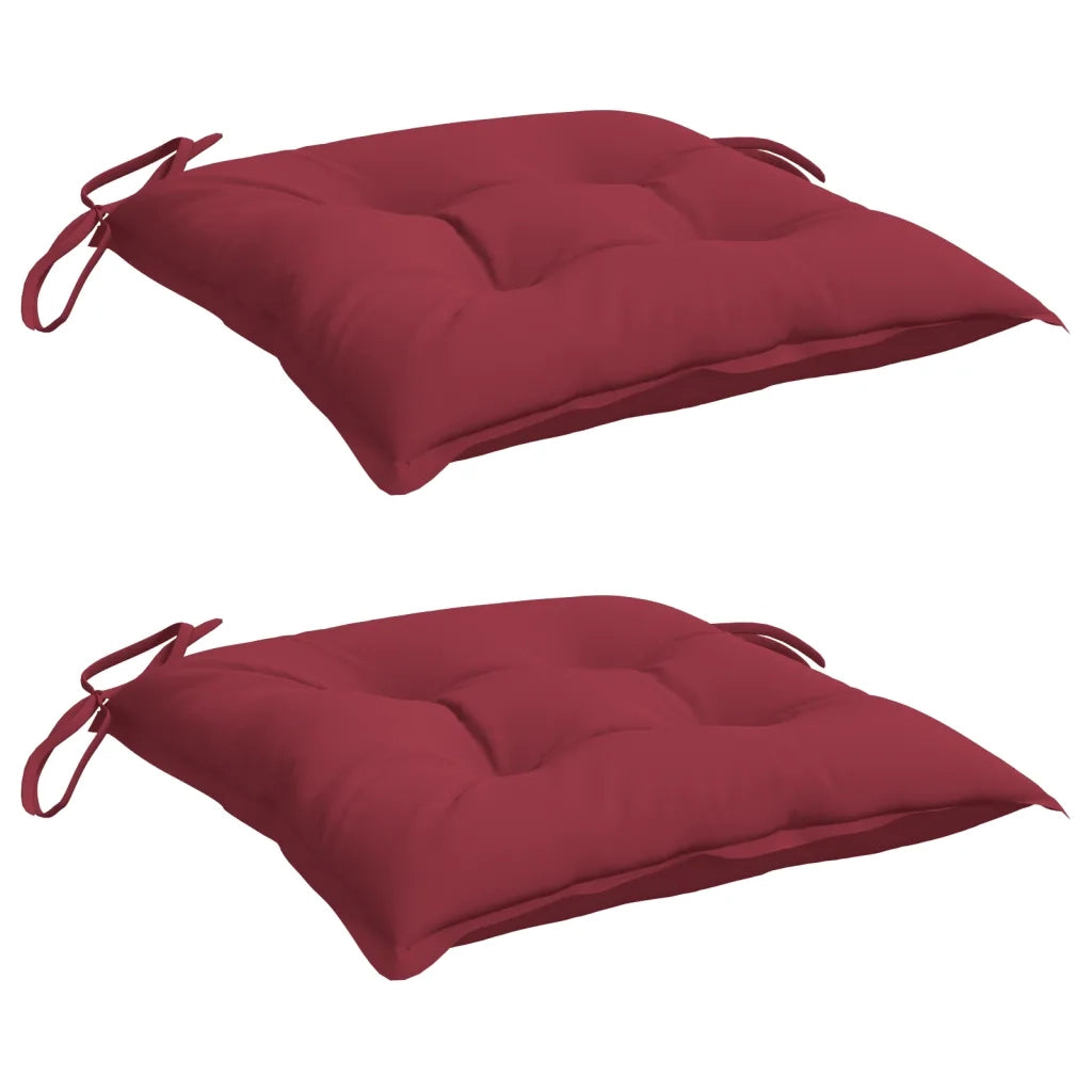 Cuscini per Sedia 2 pz Rosso Vino 40x40x7 cm in Tessuto Oxford 361477