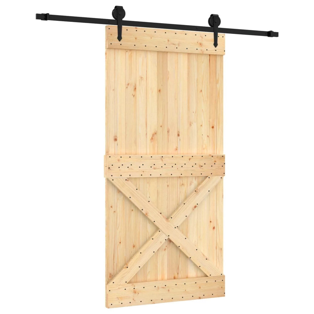 Porta scorrevole Naturale e Nero 100 x 210 cm 3445169