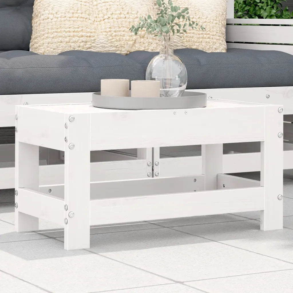 Sedia da giardino-Poggiapiedi da Giardino Bianco 62x30x32 cm Legno Massello Pino