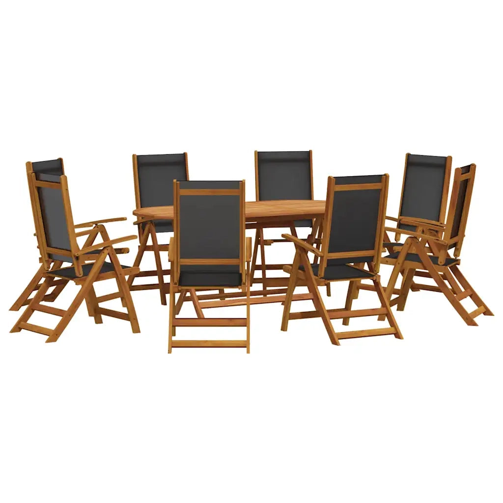 Set Pranzo da Giardino 9pz Legno Massello di Acacia e Textilene 3279257