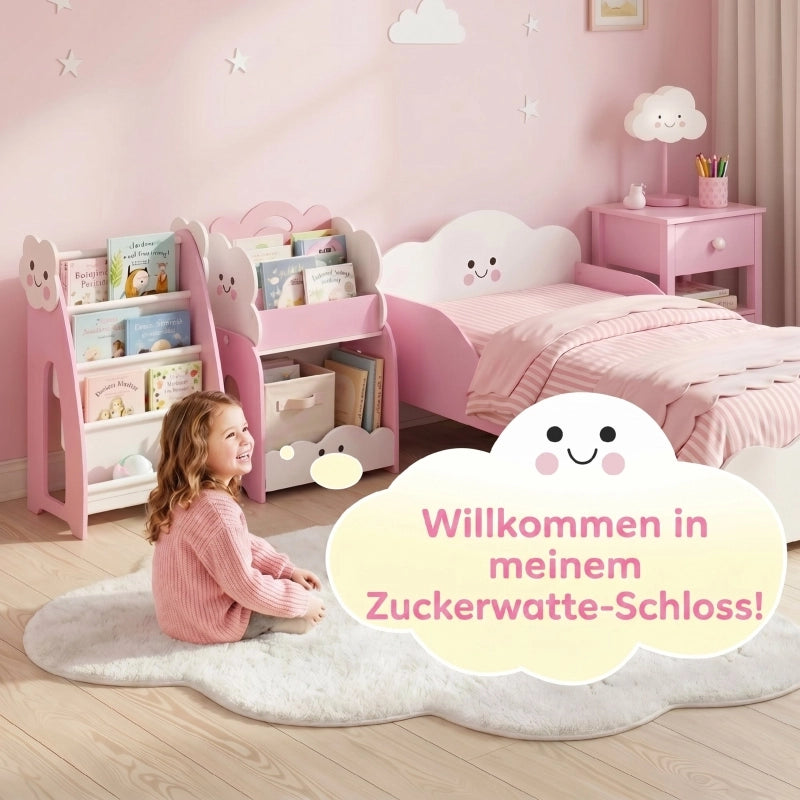 SCAFFALE 3-in-1 per bambini 81x39x17 cm rosa in MDF