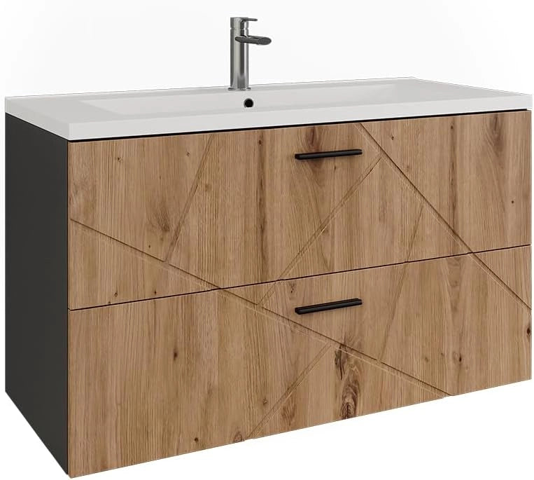 Set di mobili da bagno Irma, Antracite/Artisan, 2 parti