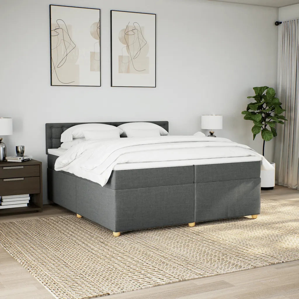 Giroletto a Molle con Materasso Grigio Scuro 200x200 cm Tessuto 3286802