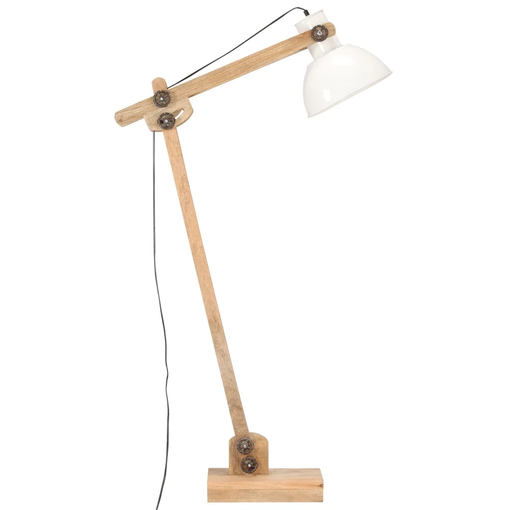 Lampada da Pavimento Bianca in Legno Massello di Mango E27 320582