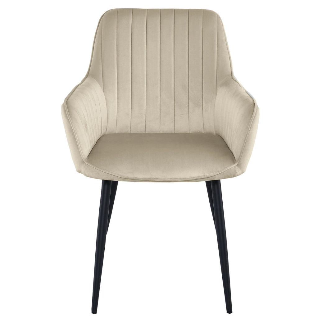 Set di 2 sedie Solden in velluto beige e gambe nere
