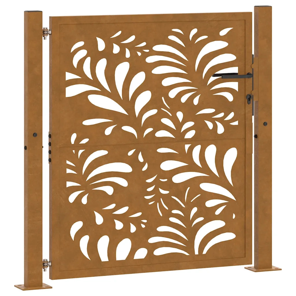 Cancello da giardino 100x100 cm in acciaio corten design ondulato 4100974