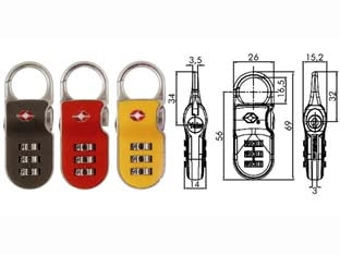 LUCCHETTO AD ARCO A COMBINAZIONE PER VALIGE CON DISPOSITIVO TSA TP2- - mm.26 rosso (YTP2/26/216/1R) - 1 blister YALE