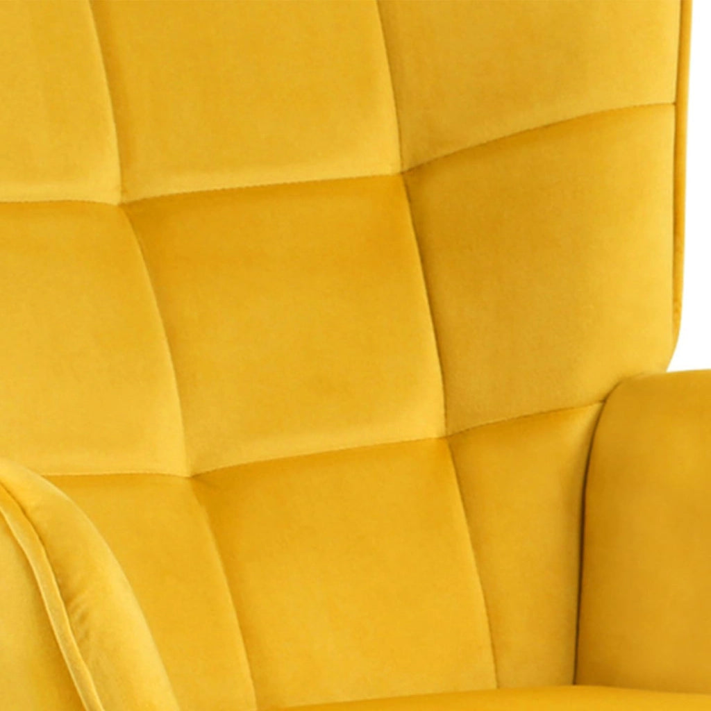 ANIA Poltrona scandinava con poggiapiedi in velluto giallo