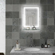 Specchio bagno ULEVR LED 70x50 cm con mensola, antiappannamento, luce regolabile 3 tonalit¨¤ e touch