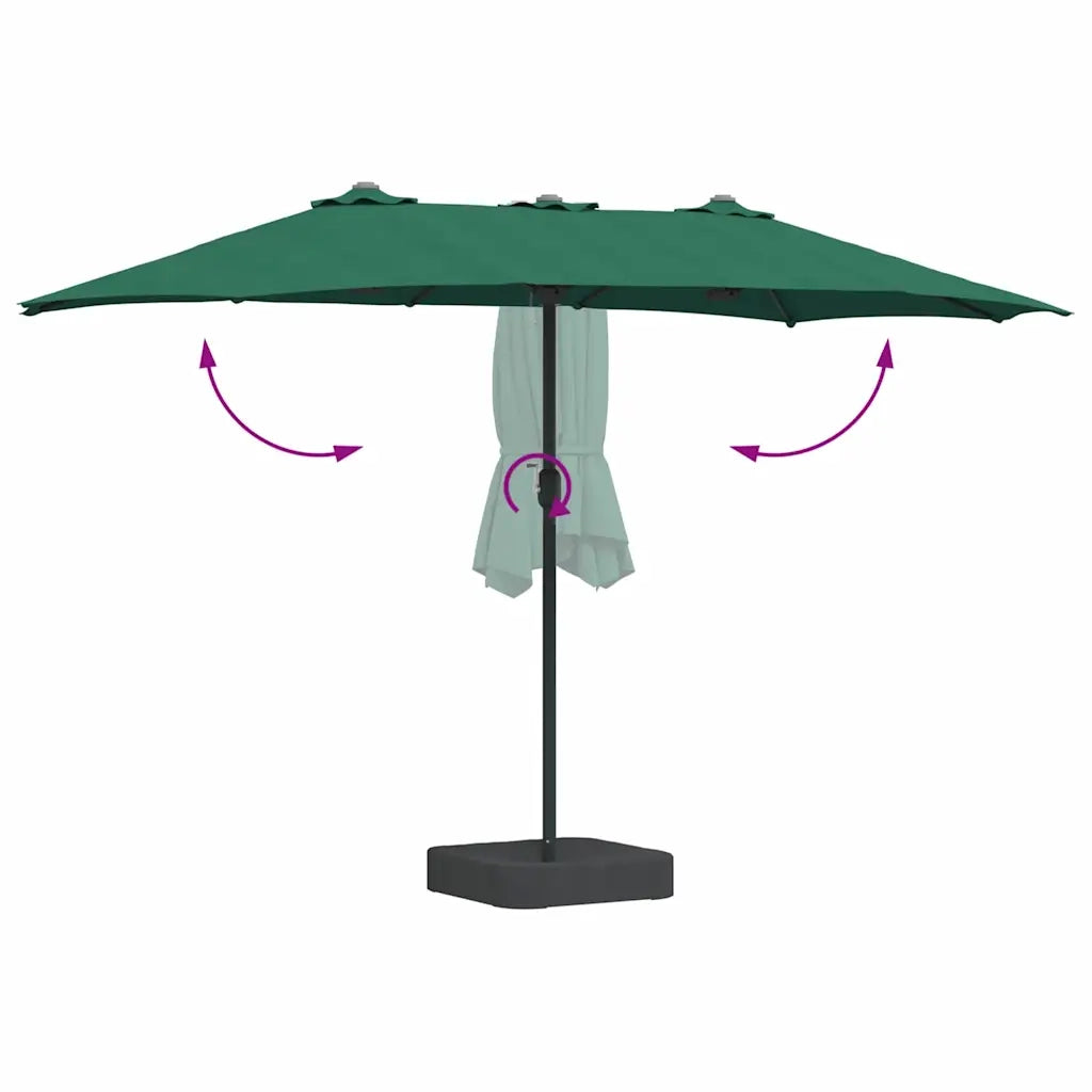 vidaXL Ombrello da giardino Verde 385 x 209 x 244 cm Tessuto