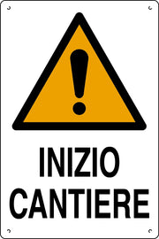 CARTELLO SEGNALETICO INIZIO CANTIERE  cm. 40x60 10.00 pz