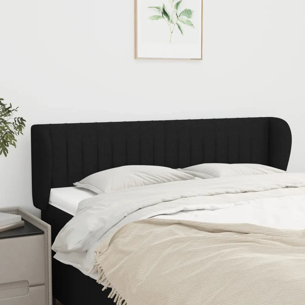 Testiera ad Orecchio Nera 147x23x78/88 cm in Tessuto 3117382