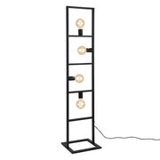 Lampada da Terra Plauen a 4 Luci con Telaio in Metallo - Nero lux.pro
