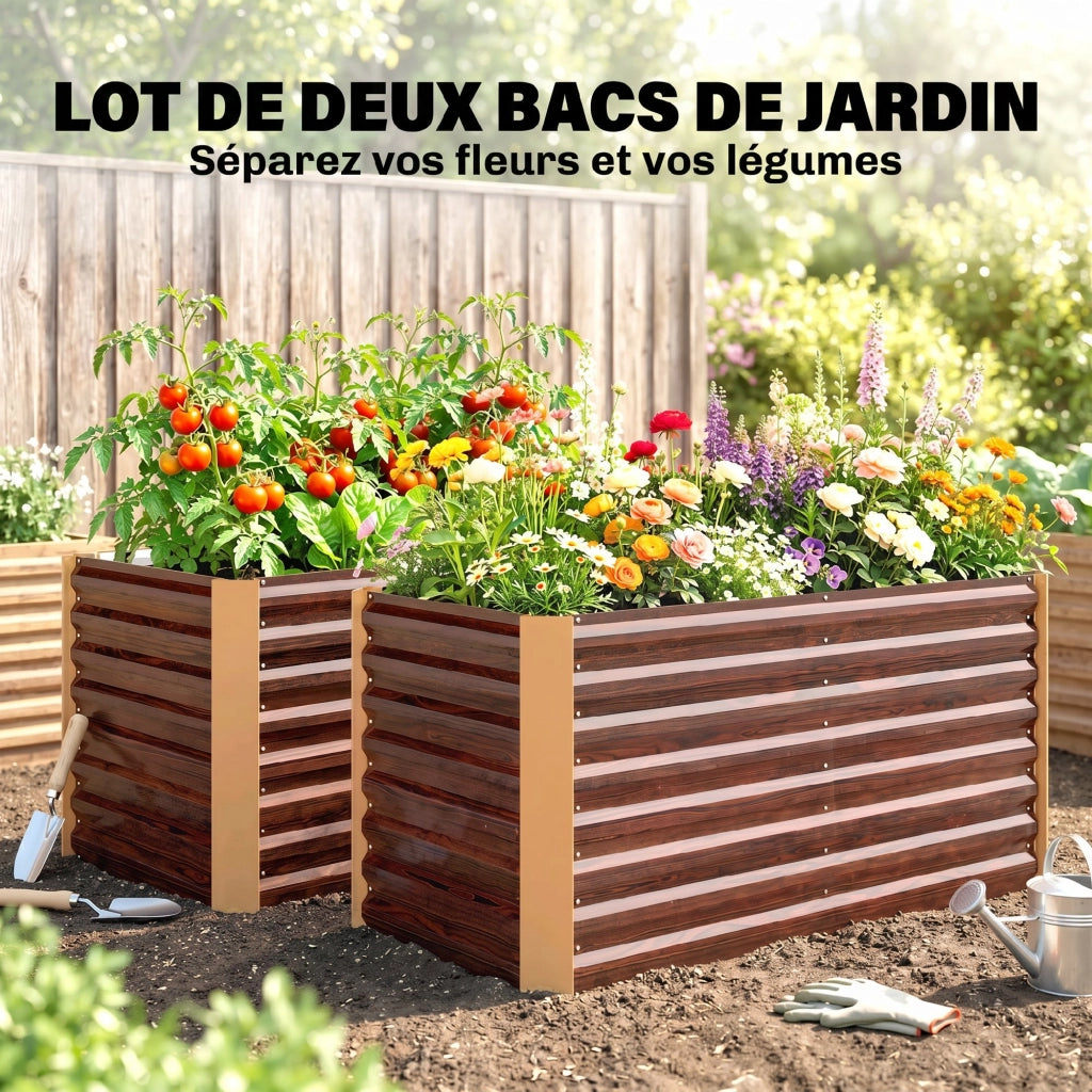 Letto da giardino rialzato in acciaio galvanizzato ¨C zephmum ¨C marrone 120x60x60 cm