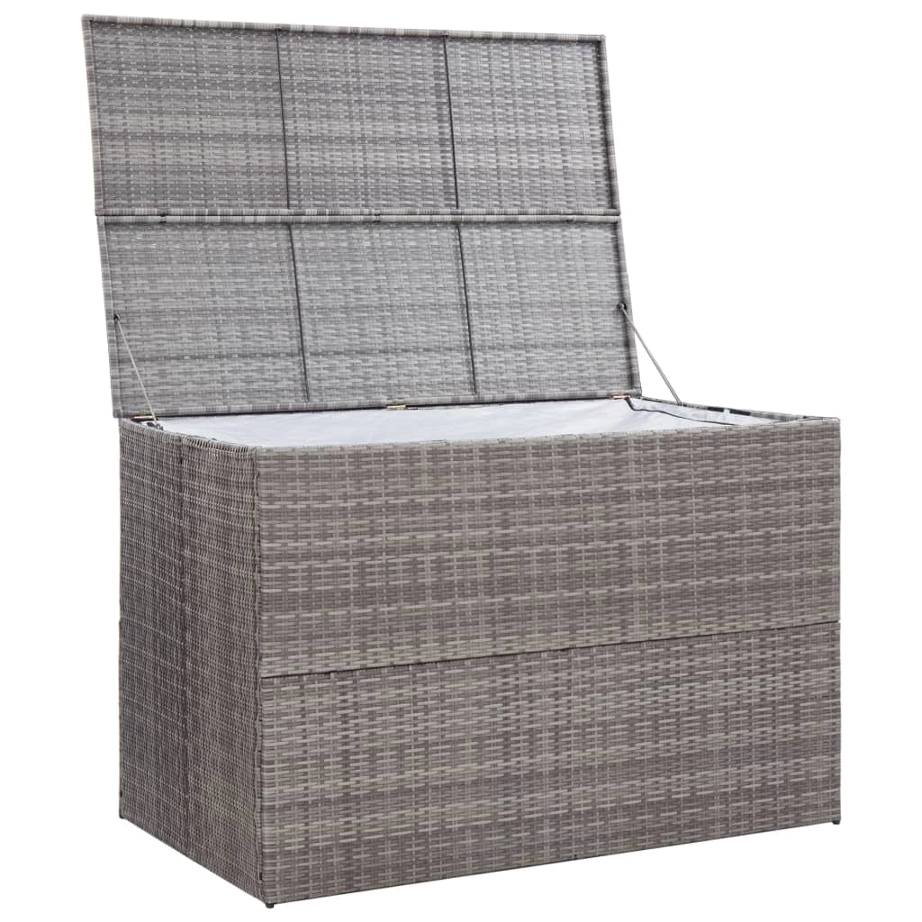 Contenitore/box da giardino grigio 150 x 100 x 100 cm resina intrecciata 02_0013085