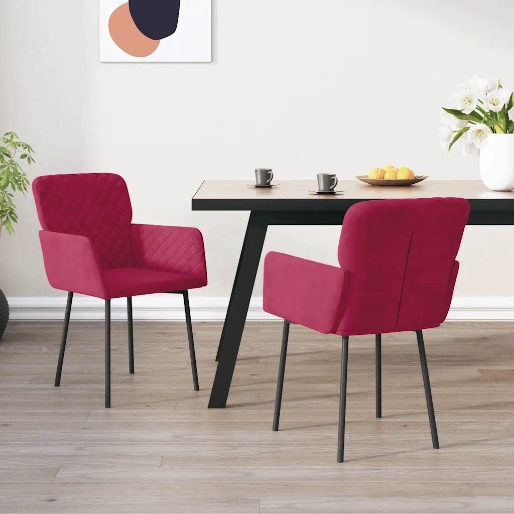 Sedie da Pranzo 2 pz Rosso Vino in Velluto cod mxl 16519