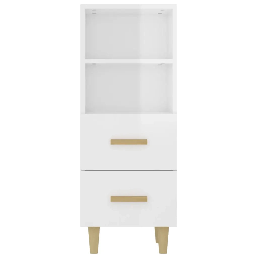 Credenza | Madia | Buffet da pranzo | Armadio da pranzo 34,5x34x90 cm in Legno Multistrato Bianco Lucido