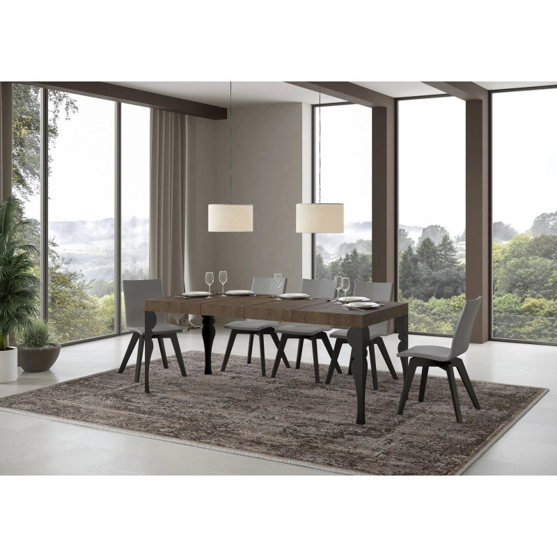 Tavolo allungabile 130/390x90 cm Paxon Premium telaio Antracite - Noce