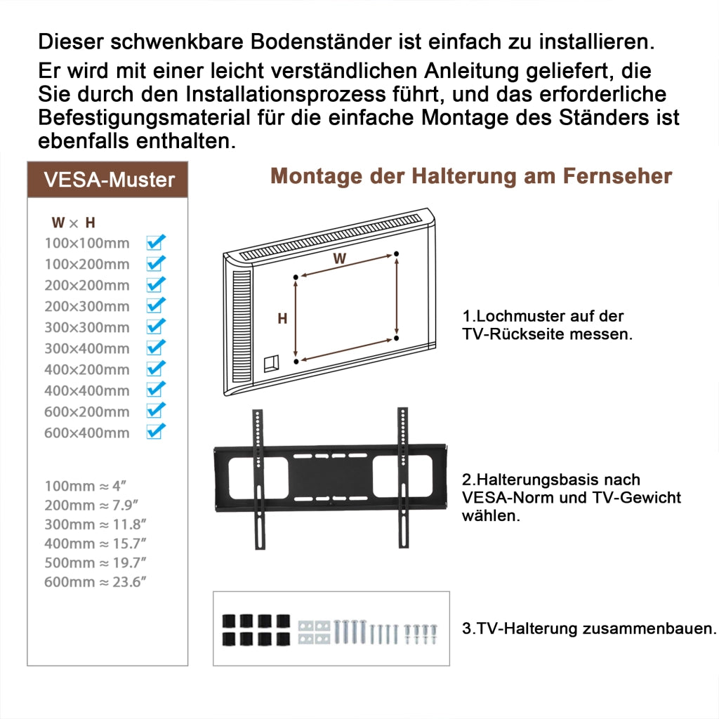 Mobile TV con 3 ripiani; supporto orientabile e passacavi - per soggiorno - in MDF e metallo - 116×42×125 cm - marrone