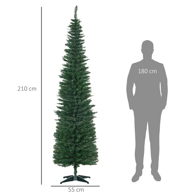 Albero di Natale artificiale, abete artificiale, con stella di Natale e supporto inclusi, 2,1 m, verde