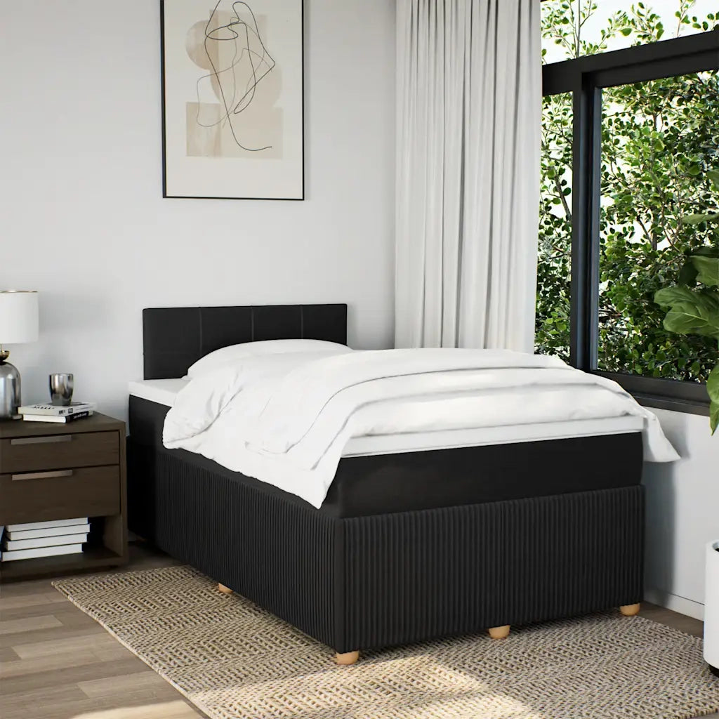 Giroletto a Molle con Materasso Nero 120x200 cm in Tessuto