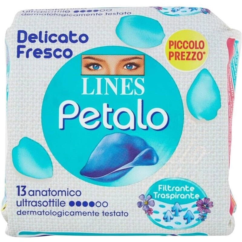 LINES PETALO BLU ASSORBENTE ANATOMICO ULTRASOTTILE DELICATO FRESCO 13 PZ
