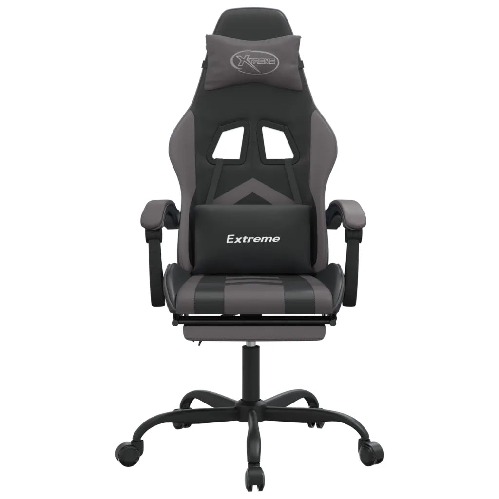 Sedia da Gaming | Sedia da e-sports Girevole Poggiapiedi Nero e Grigio Similpelle