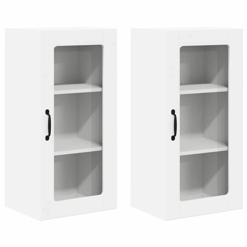 Set di 2 pensili da cucina moderni e pratici 40 x 31 x 80 cm in legno composito bianco 02_0054330