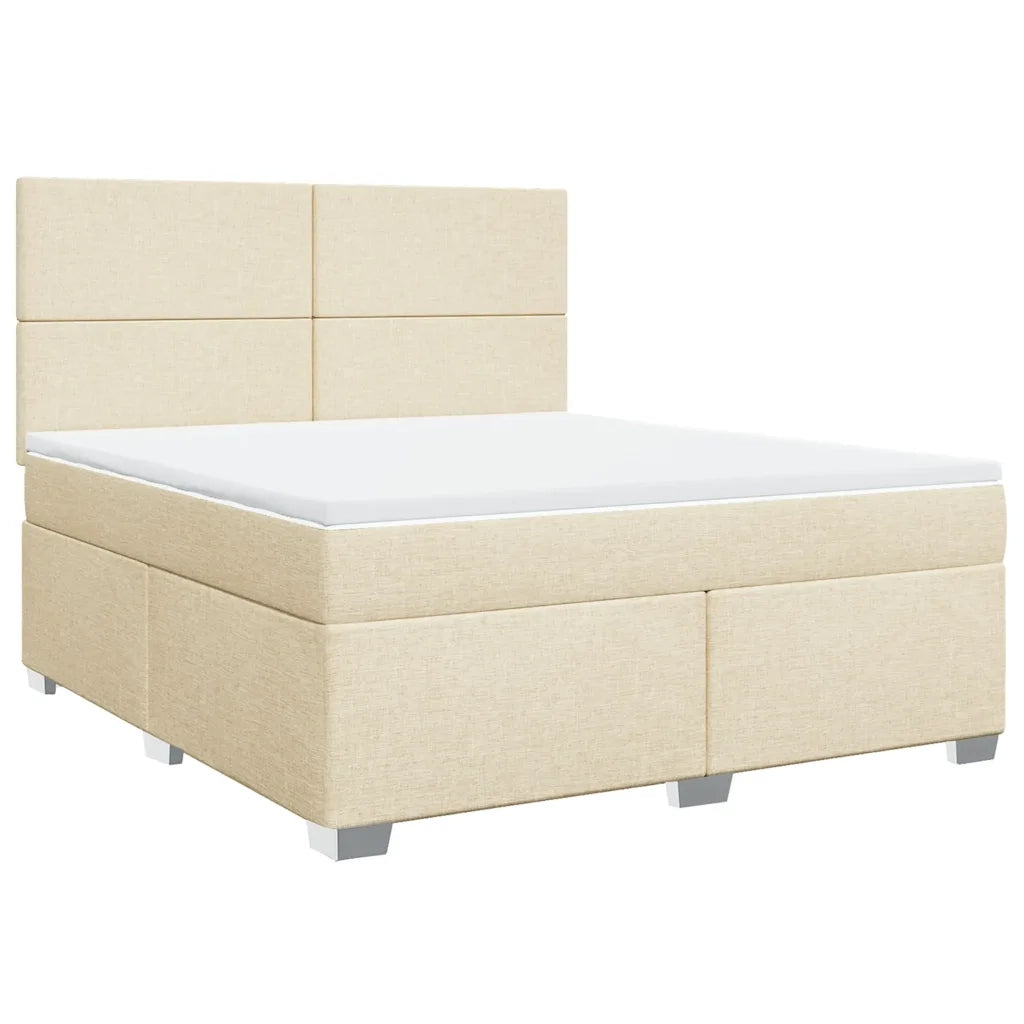 Giroletto a Molle con Materasso Crema 180x200 cm in Tessuto