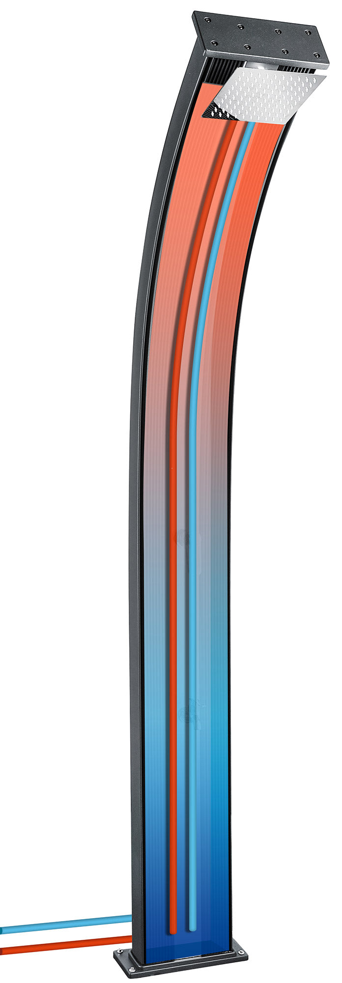 Doccia Solare Ibrida da Giardino 40L Miscelatore e Doccetta Lavapiedi Antracite/Inox