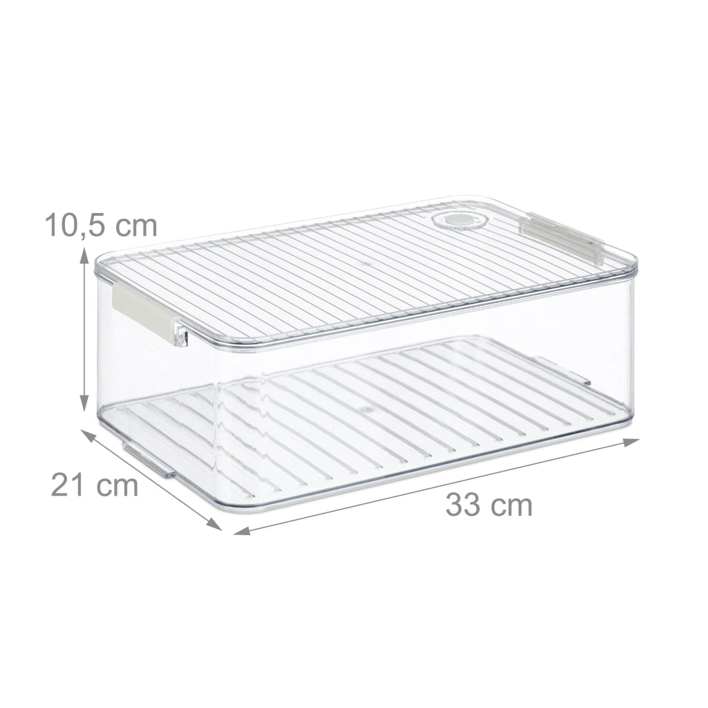 Set di 3 organizer per frigorifero impilabili design pratico 28 x 20 x 10 cm in plastica trasparente 13_0014589