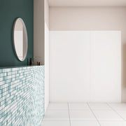 H.210 cm Pannello Doccia ad Angolo 80x80x100 cm Realizzato in Alluminio da 3 mm con Profili Finitura Bianco Opaco per Rivestimento Parete Bagno