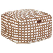 Pouf poggiapiedi tessuto a mano in cotone e lana beige 50 x 50 x 30 cm soggiorno camera da letto