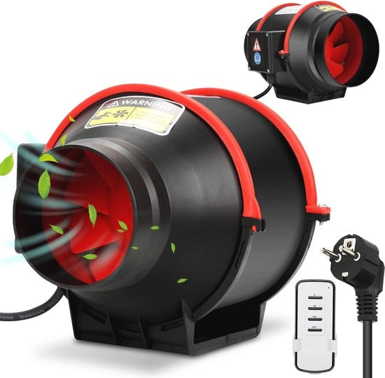 Ventilatore Inline Stazionario con Comando a Distanza per Cucina, Bagno e Negozio - 100 mm