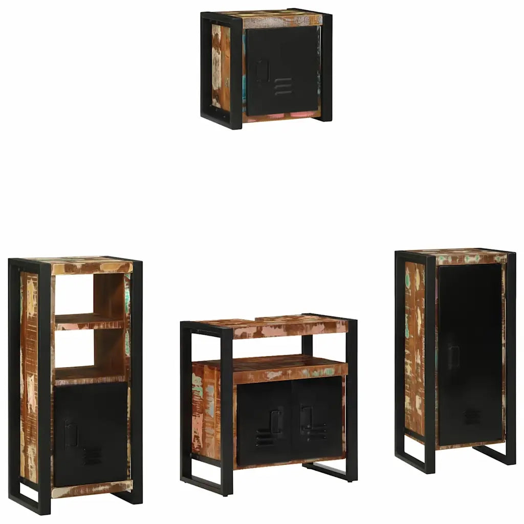Set di mobili per il bagno 4 pcs Legno Recuperato Massello
