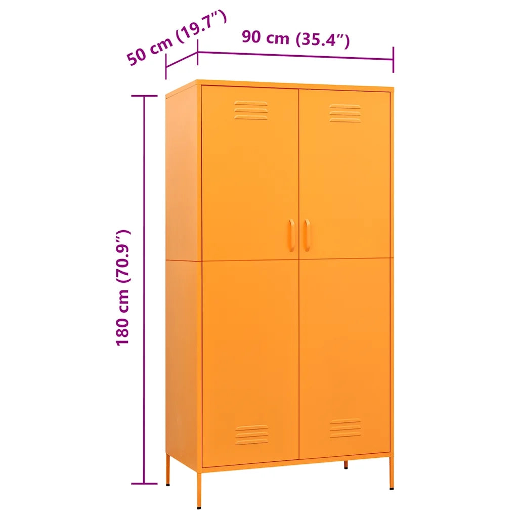 Armadio Giallo Senape 90x50x180 cm in Acciaio 336245