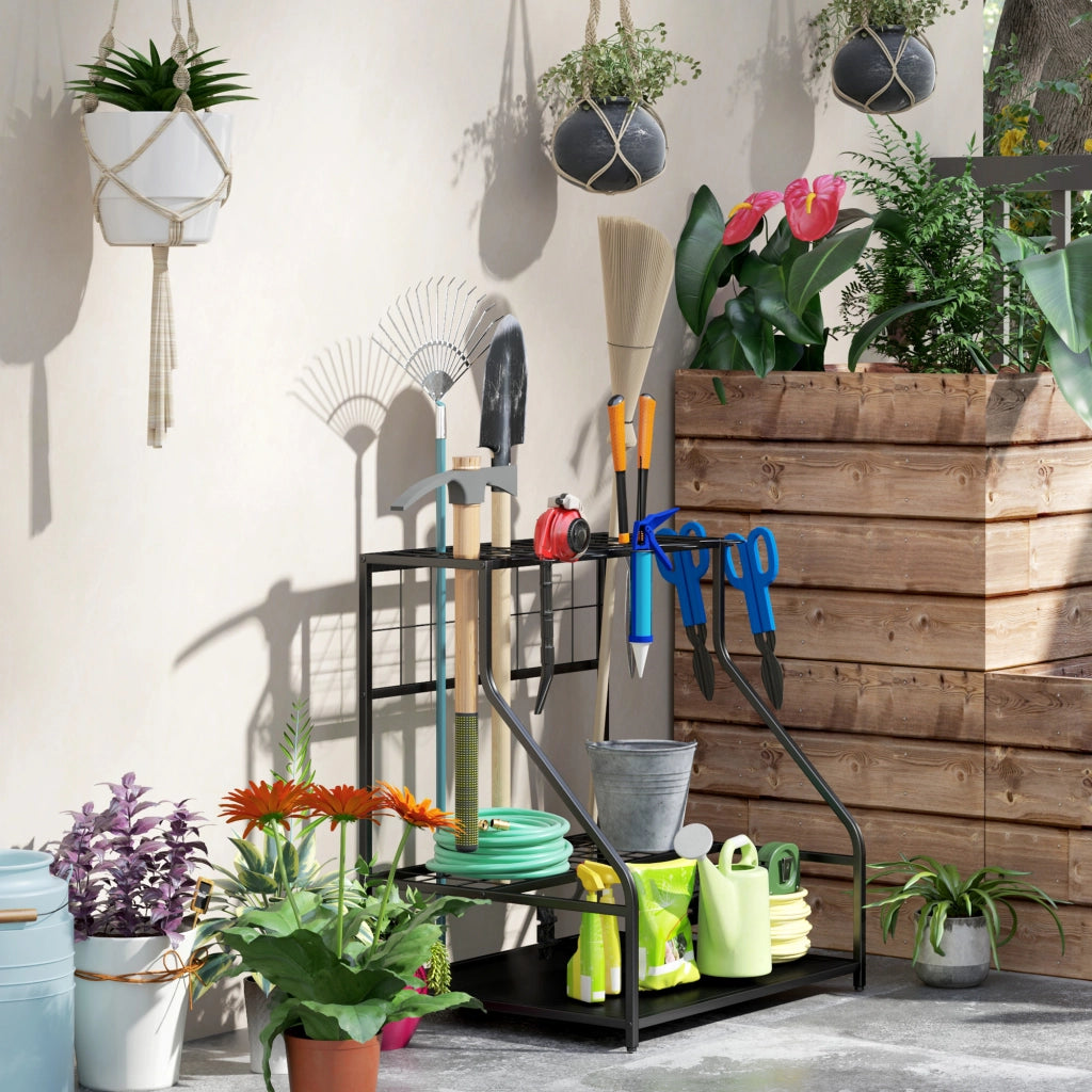 Organizer per Attrezzi da Giardino ¨C Zephmum ¨C Grigio 3 Livelli con Ganchi