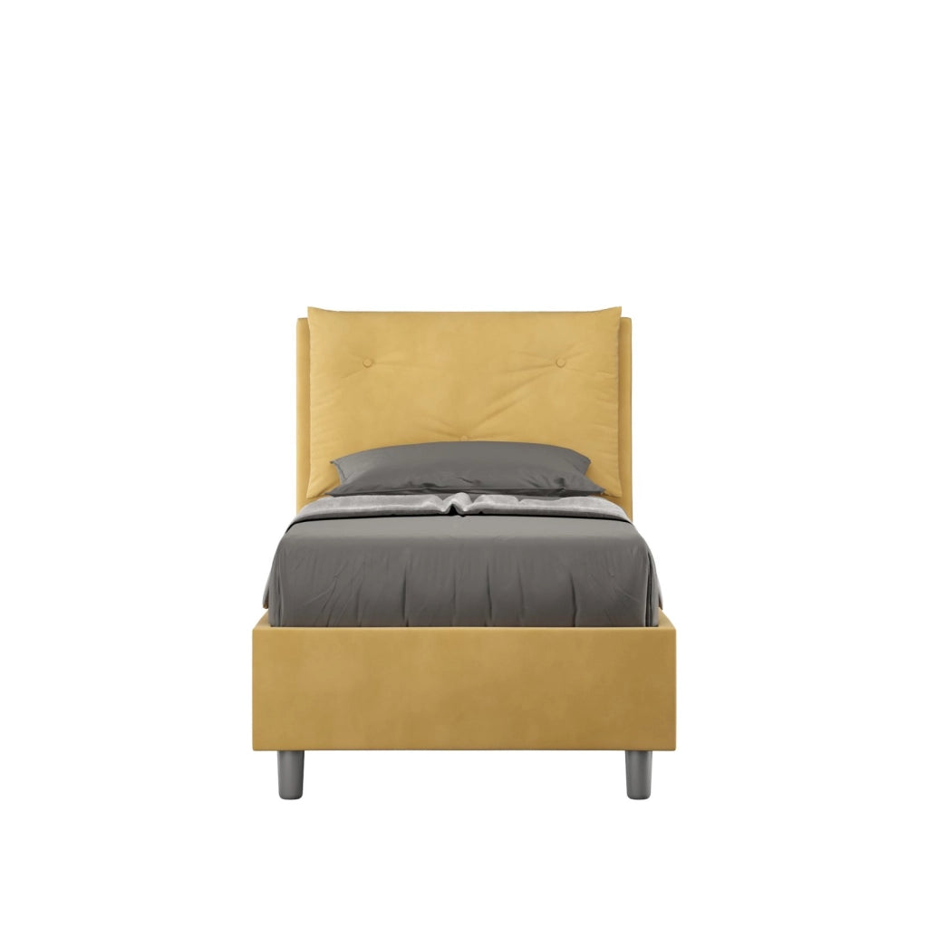 Letto singolo senza rete imbottito 80x190 microfibra ocra Appia