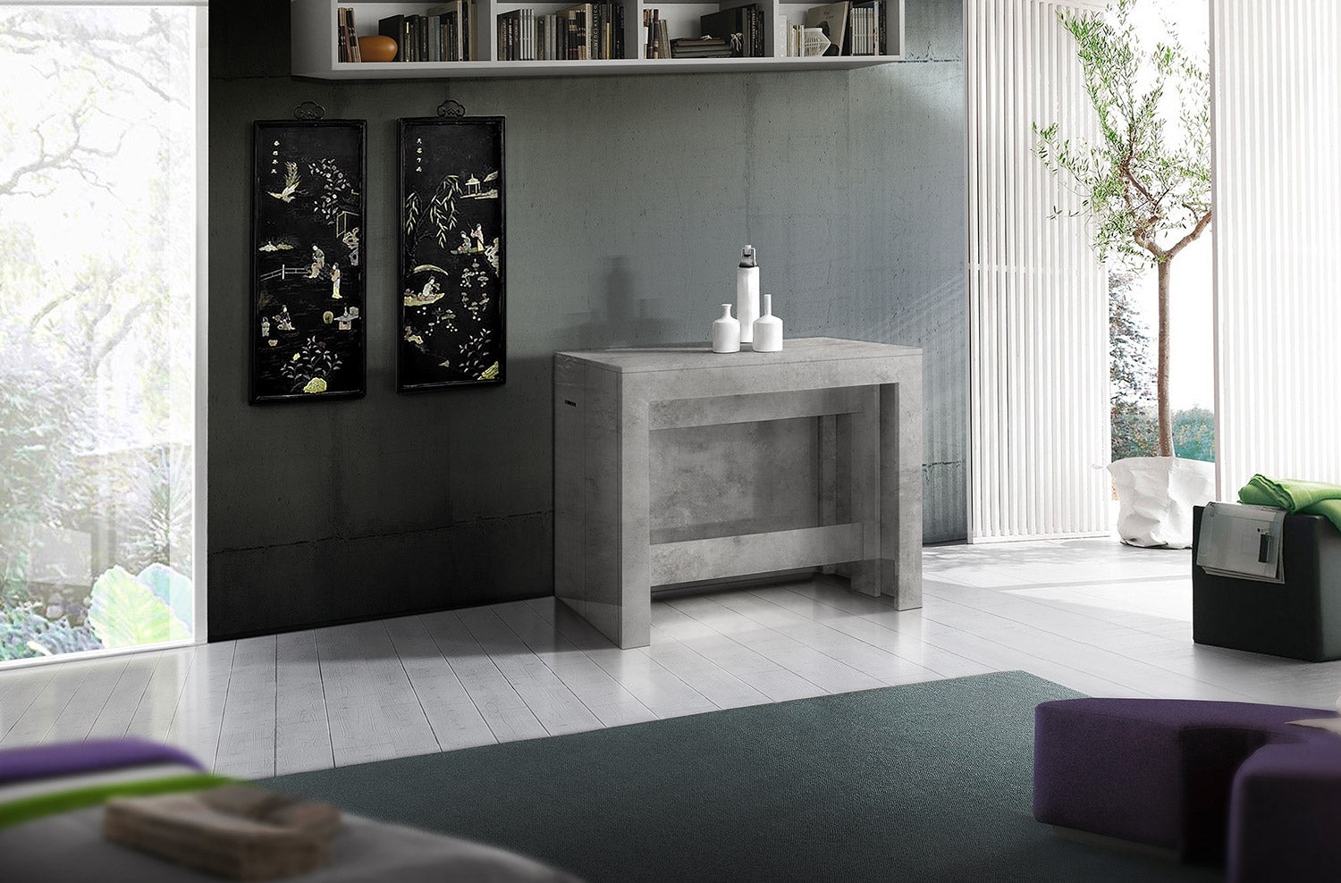 Consolle Allungabile 51/300x90x77 cm Pratika Cemento Bronx