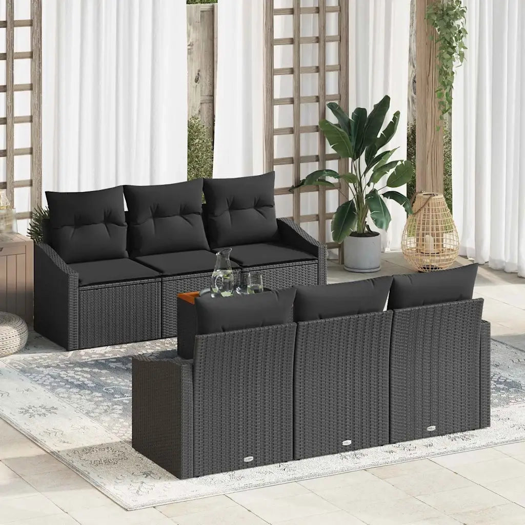 Set Divano da Giardino con archiviazione 7 pcs Nero polyrattan 3356448