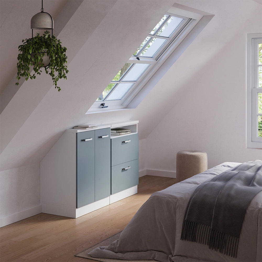Set di mobili sottotetto Rion Grigio-blu/Bianco Set di 2 Vicco