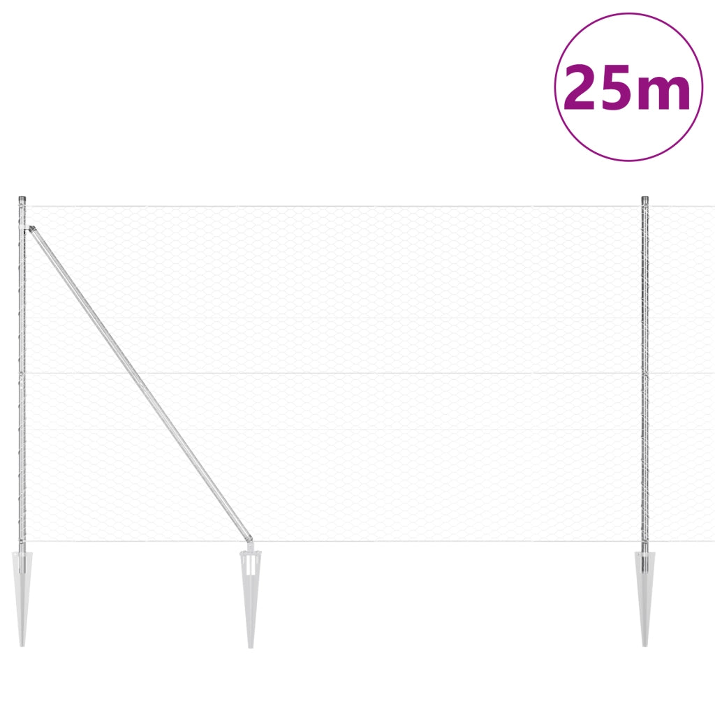 Set di recinzioni Set di 2 Acciaio zincato 25 x 1,5 m Durevole