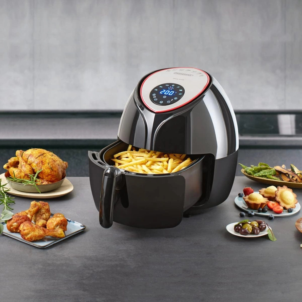 Friggitrice ad Aria Calda 9in1 XXL 6,5L LED Touch Display Senza Olio Antiaderente Air Fryer 1850W Nera