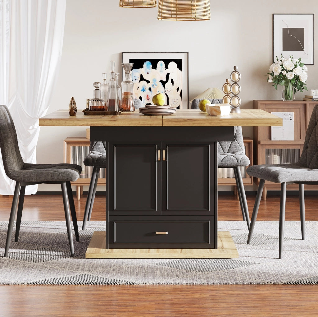 Tavolo da pranzo 110x80x75 cm estensibile con vano contenitore in MDF e metallo naturale