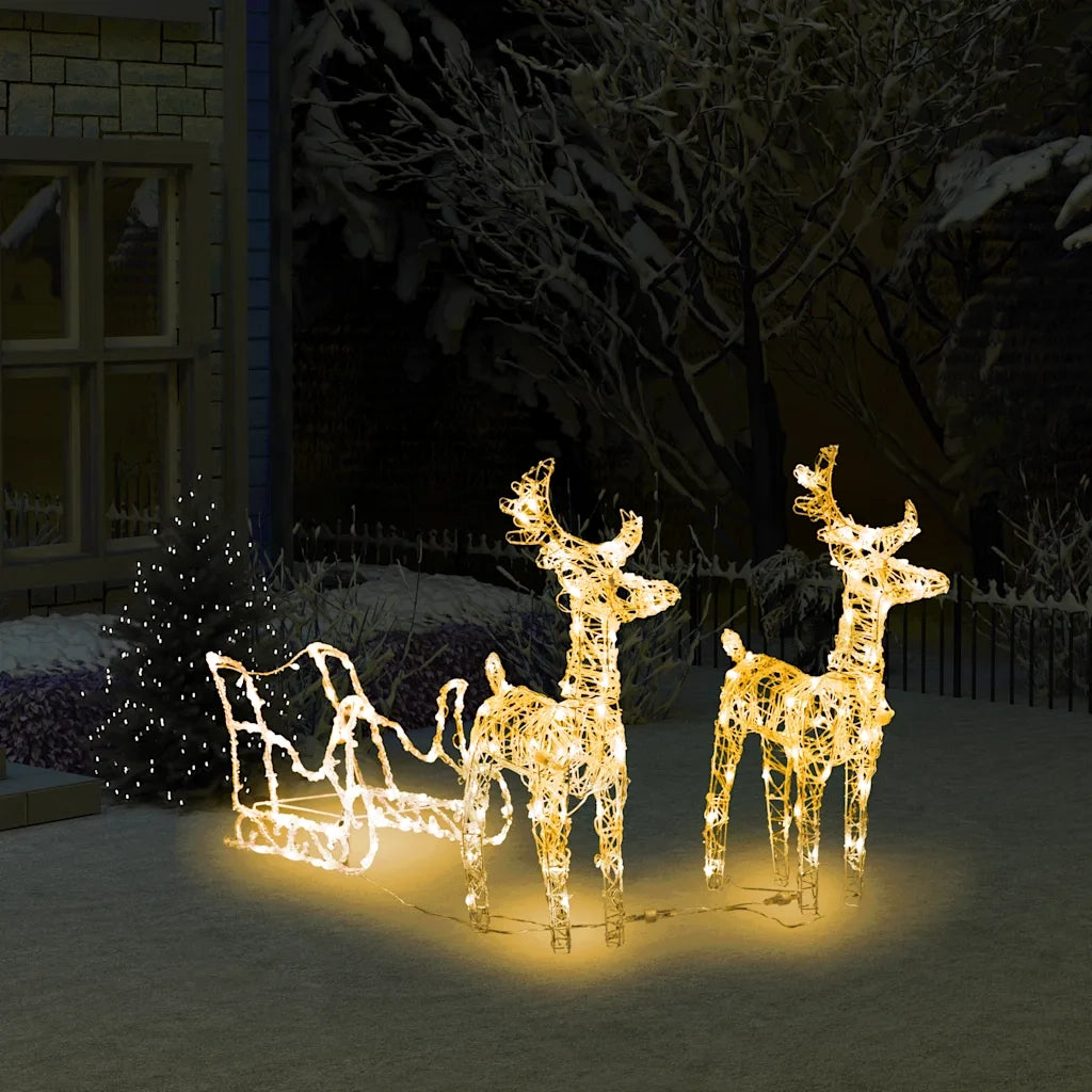 Decorazione Natalizia Renne e Slitta 160 LED 130 cm in Acrilico cod mxl 41927