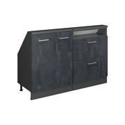 Mobile cucina sottotetto R-Line Calce nera/Antracite 120 cm Set di 2 Vicco