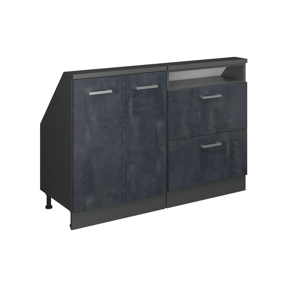 Mobile cucina sottotetto R-Line Calce nera/Antracite 120 cm Set di 2 Vicco