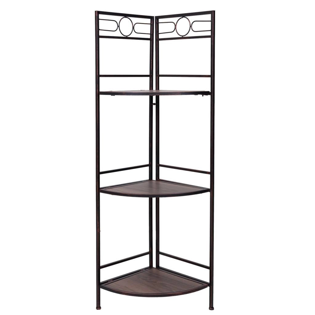 Scaffale angolare in legno nero e metallo 50x36x126h