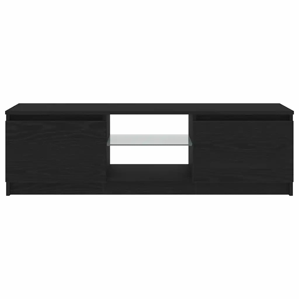 Mobile Porta TV con LED Rovere Nero 120x30x36 cm Multistrato