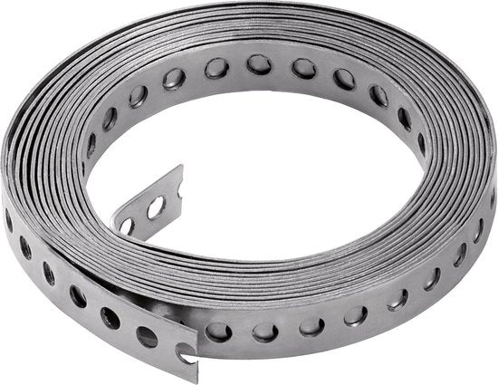 Gatenband 12 x 10 m - Geperforeerde Band - Koolstofstaal - Robuust per Bevestiging - Per Kabel/Leitamento - Flessibile e Sicuro - Band di Bevitrimento